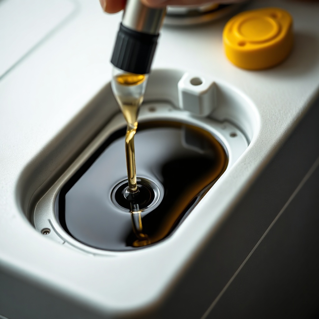 <clean photorealistic photo/illustration of a Fransgård TC-10 with oil sample being taken