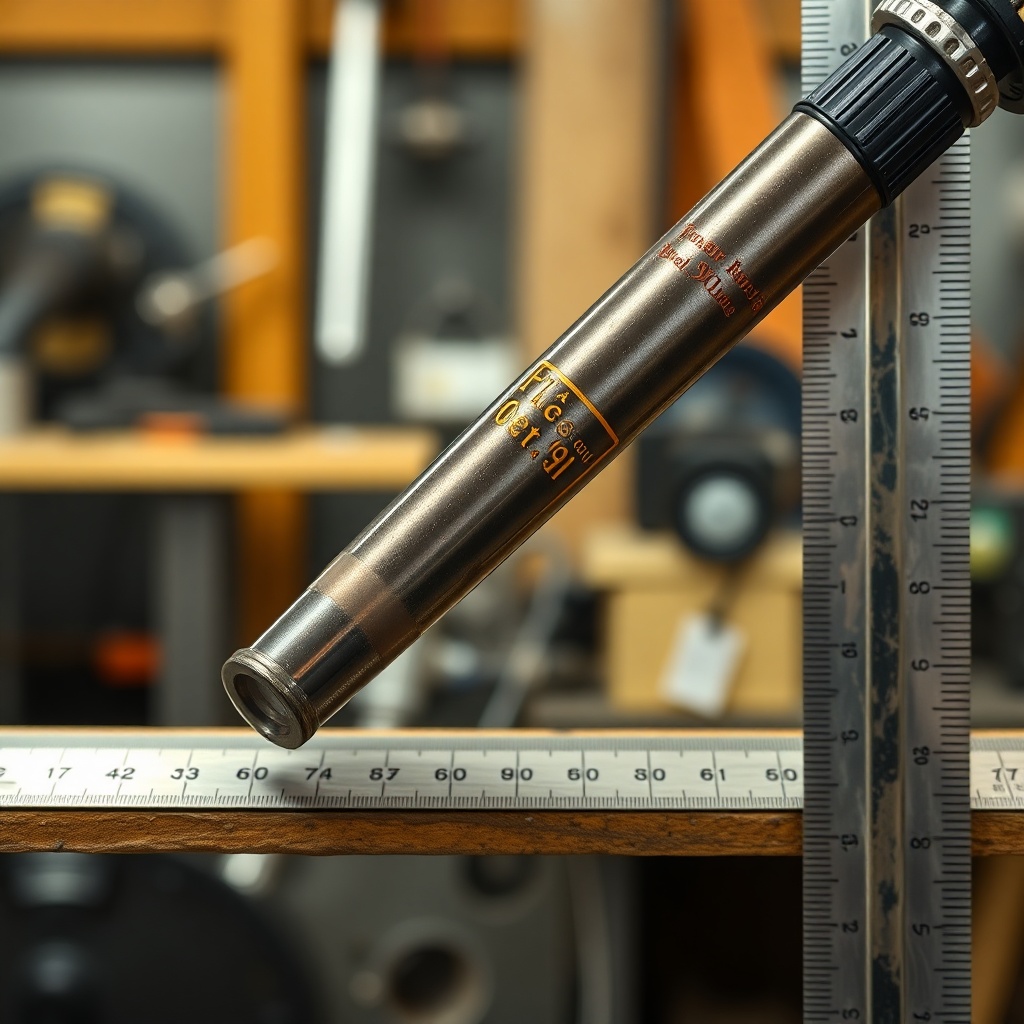 A close-up photorealistic photo of a clean hydraulic cylinder rod on a Timberwolf TW-PRO