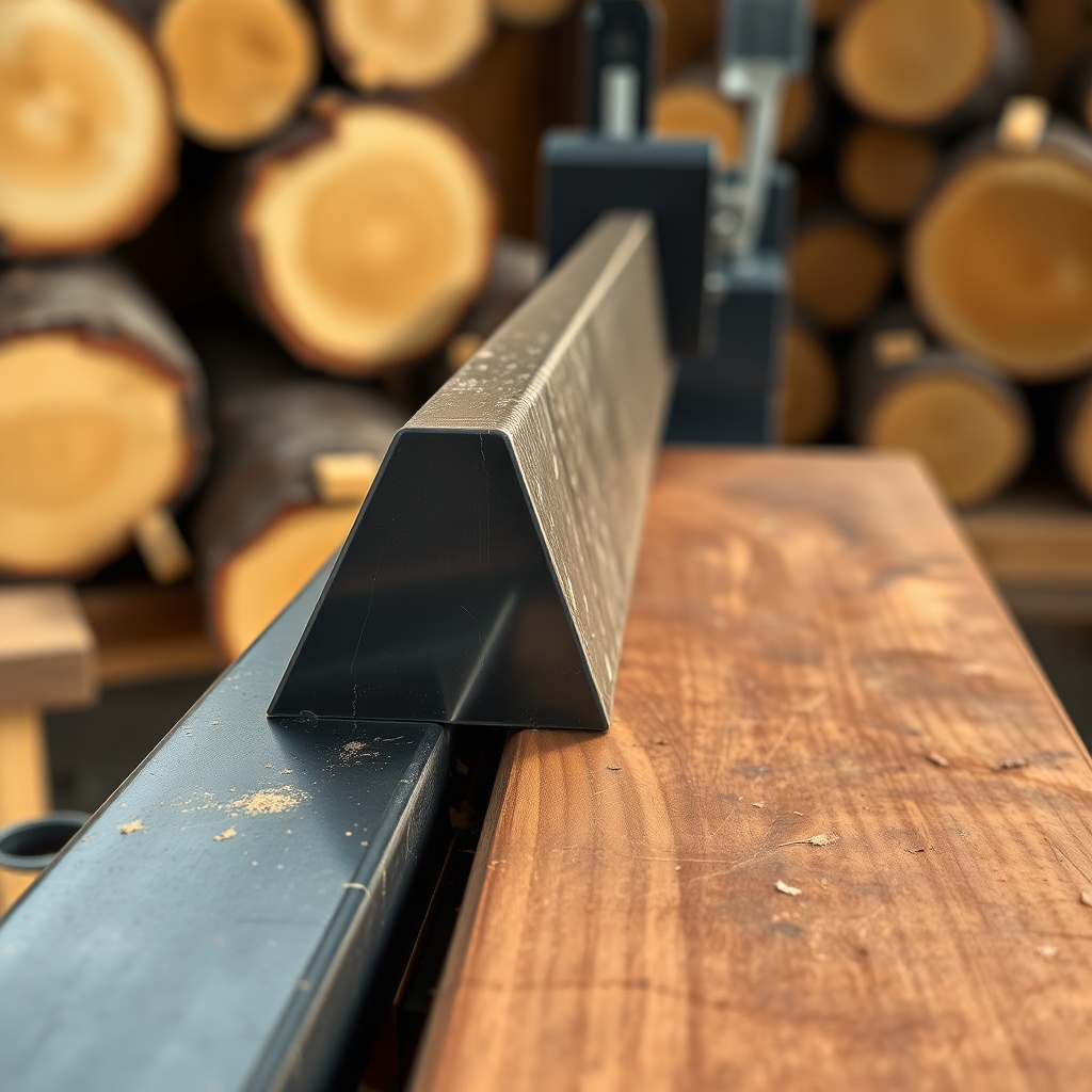 A photorealistic close-up illustration of a timberwolf tw-pro wedge and beam setup