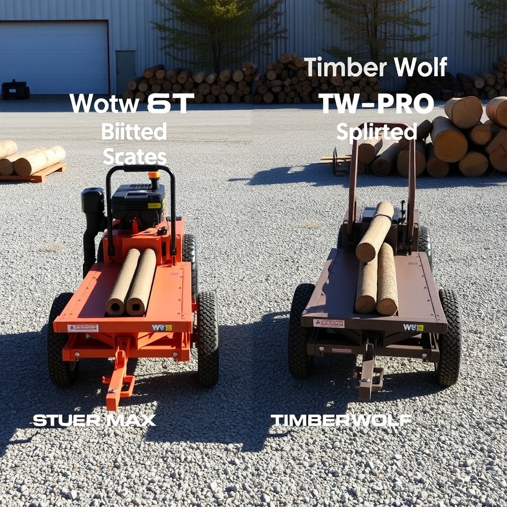 Side-by-side comparison shot of a WoodMaxx WM-8T and Timberwolf TW-PRO