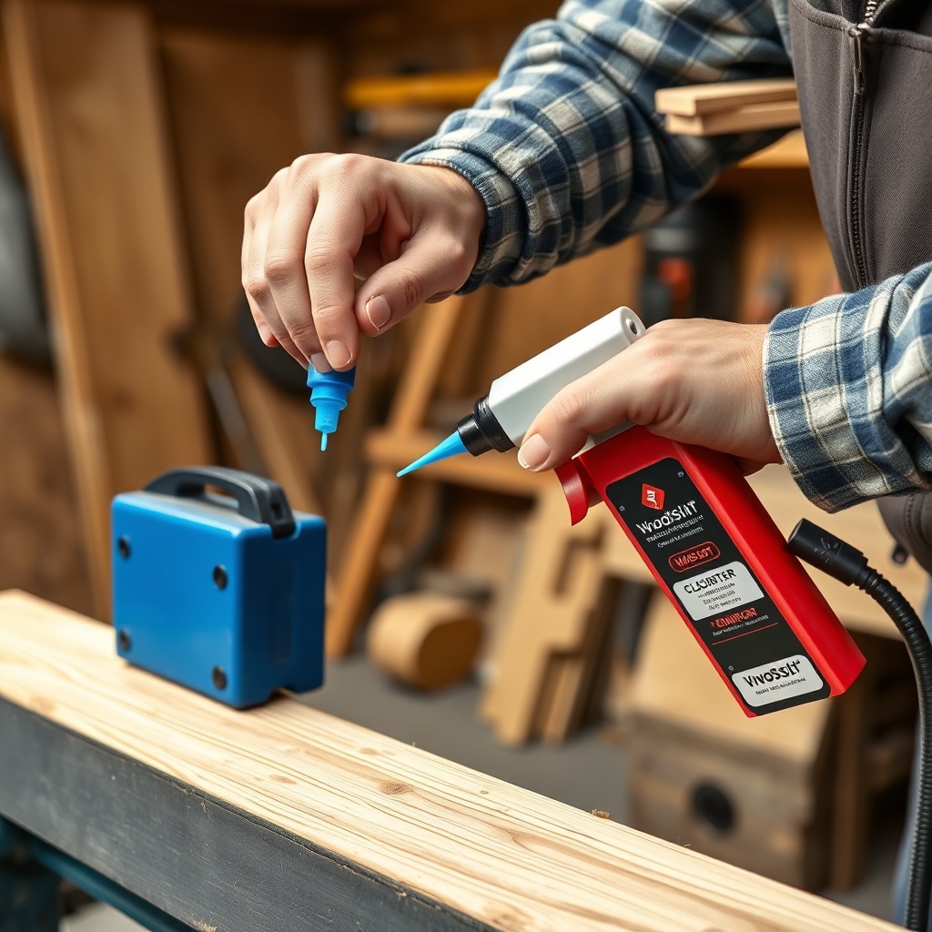 A photorealistic photo showing a WoodSplitPro owner greasing a colour-coded blue grease po
